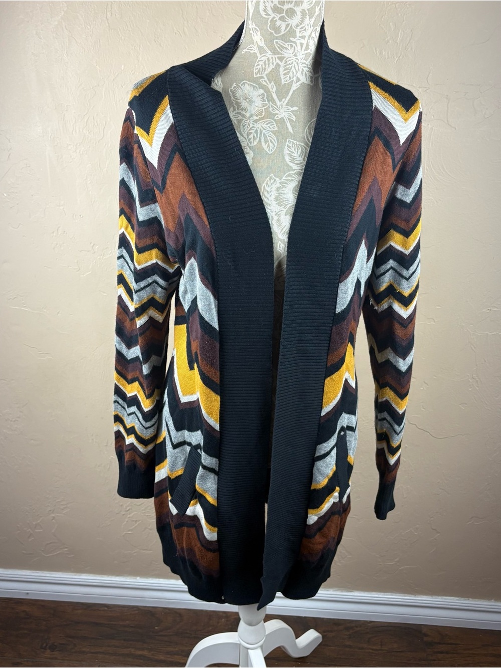 Target Missoni Chevron Longline Cardigan Sweater Brown Black Women’s size Medium
